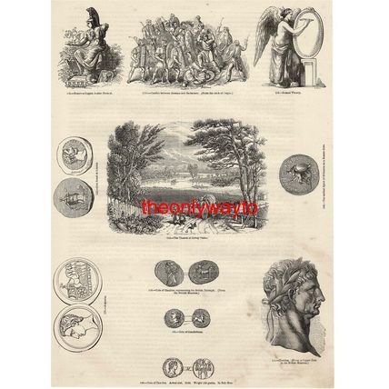 Thames At Coway Stakes, Barbarians, Coins, Book Illustration (Print), c1856