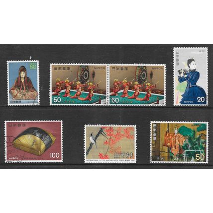 JAPAN STAMPS MIX ART CULTURE THEATRE VIEW BUILDING SPORT USED U-PICK 9p Ea: