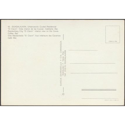 Las Cuevas Cafetería, El Clavin, Guadalajara, c.1960 - Garrabella Tarjeta Postal