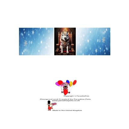 WOLF ON A RED & GOLD THRONE CHRISTMAS CARD AS IT IS OR PERSONALISED & DECORATED