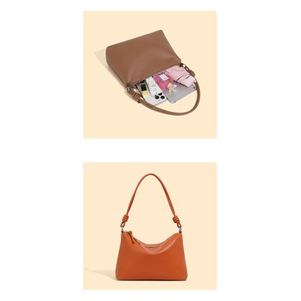 Genuine Leather Women Shoulder Handbag Ladies Crossbody Purse Brown