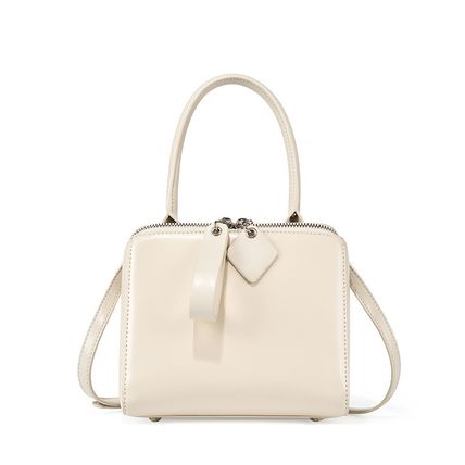 Genuine Leather Women Tote Bag Soft Handbags Vintage Shoulder Purses White