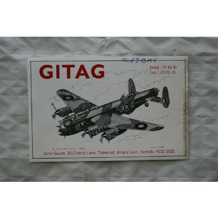 1989 QSL Card GITAG, John Gaunt, Kings Lynn - Lancaster Bomber 1942