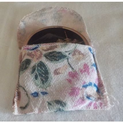 Vintage K24 Damascene Small Powder Compact of Mount Fuji with Pouch