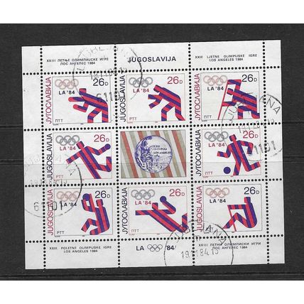 YUGOSLAVIA 1984 OLYMPIC MEDAL WINNERS SET IN SHEETLET USED SG2175-82