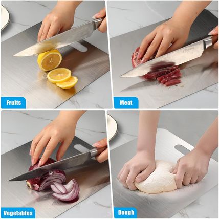 3Pcs Titanium Cutting Boards - 100% Pure Titanium, Double-Sided, Food Grade, Rus