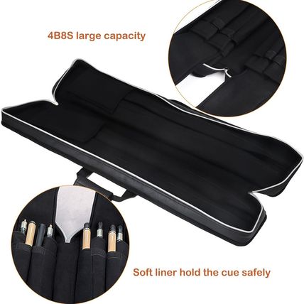 4X8 Pool Cue Case Billiard Stick Carrying Case Leatherette Soft Cue Bag Hold 4 B