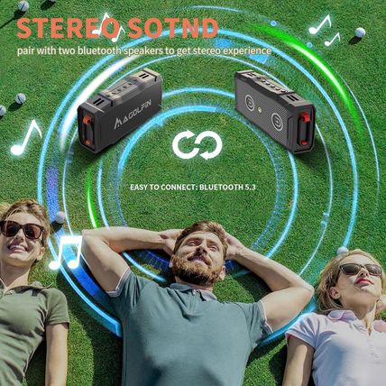 Golf Cart Bluetooth Speaker - 36H Playtime, 30W Stereo Sound, IPX7 Waterproof, B