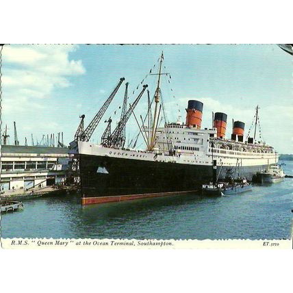 Cunard RMS QUEEN MARY Southampton Postcard (Valentine ET.3210)