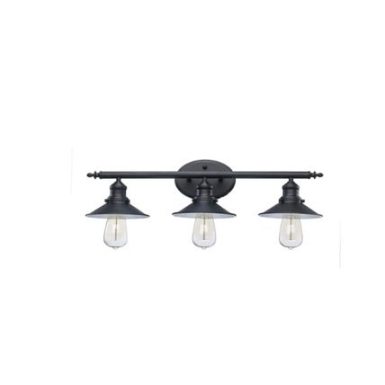 H B Glenhurst 25" 3-Lt Industrial Farmhouse Black Bathroom Vanity Light Fixture