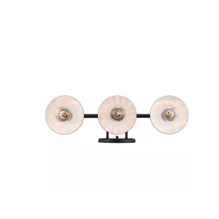 H B Glenhurst 25" 3-Lt Industrial Farmhouse Black Bathroom Vanity Light Fixture