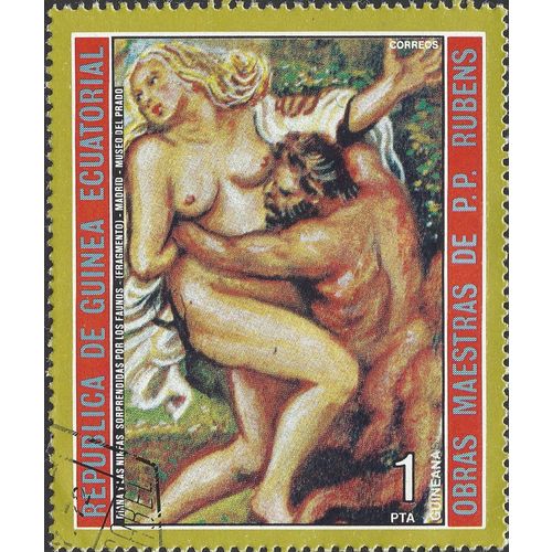 EQUATORIAL GUINEA, FINE ART, Rubens, Diana, nymphs, red 1973, 1pta