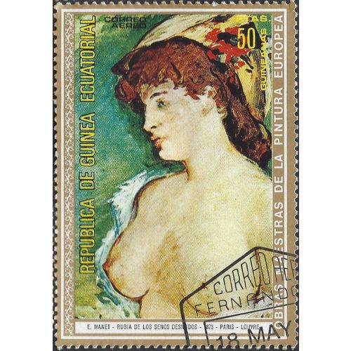 EQUATORIAL GUINEA, FINE ART, Manet, Bare breasts, green 1973, 50pta