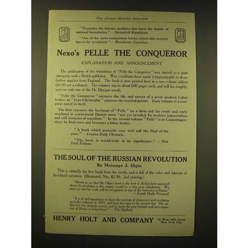 1918 Henry Holt and Company Ad - Nexo's Pelle the Conqueror