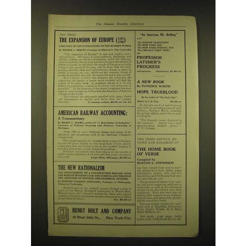 1918 Henry Holt and Company Ad - Just ready the Expansion of Europe (1415 1789)