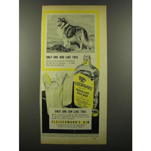 1941 Fleischmann's Gin Ad - Only One Dog Like This