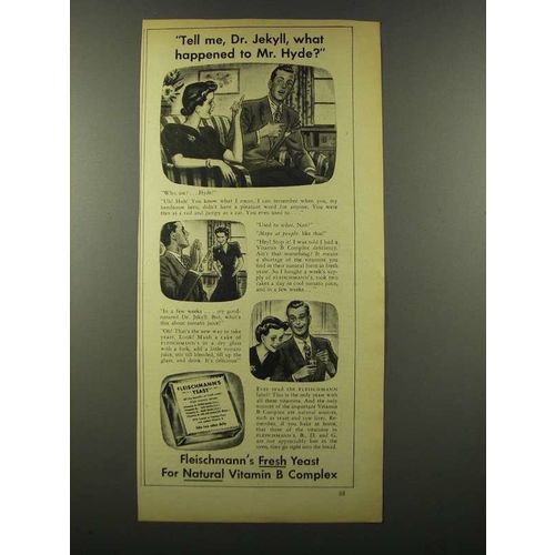 1941 Fleischmann's Yeast Ad - Dr. Jekyll Mr. Hyde