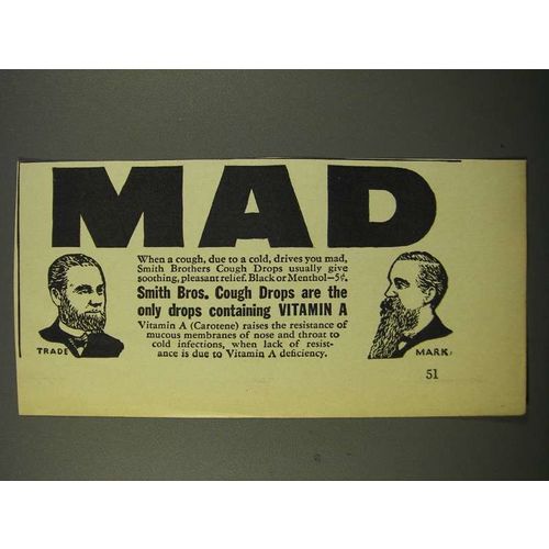 1941 Smith Bros. Cough Drops Ad - Mad