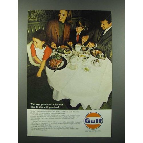 1966 Gulf Oil Travel Card Ad - Gasoline Credit Cards