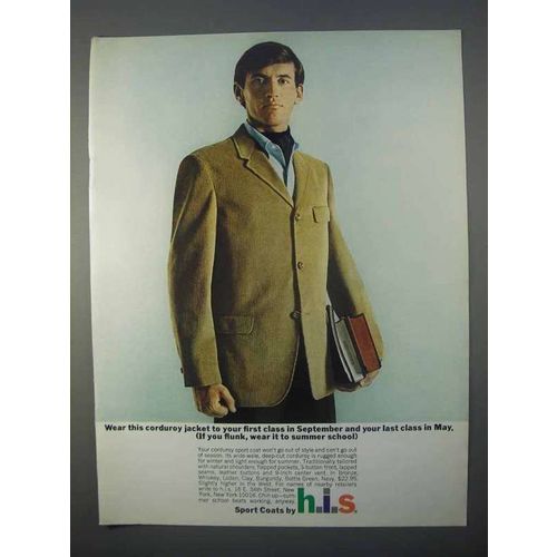 1966 h.i.s. Corduroy Sport Coat Ad - Wear to Class
