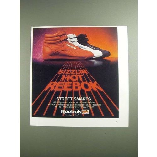 1984 Reebok Freestyle Hi-Top Shoe Ad - Sizzlin' Hot