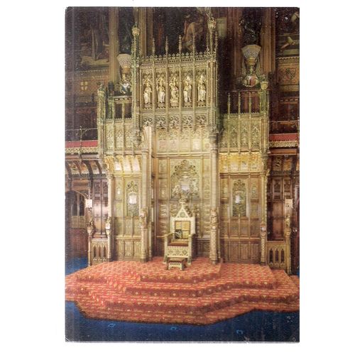 THE THRONE, HOUSE OF LORDS, LONDON unused vintage postcard by Walter Scott =