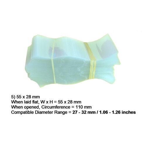 100 Clear PERFORATED Shrink Bands 55x28 Fits (27-32mm Dia) Jar/Bottle Caps SB5