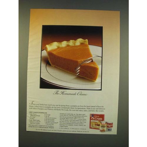1990 Pillsbury Pie Crusts Ad - Libby's famous pumpkin pie recipe
