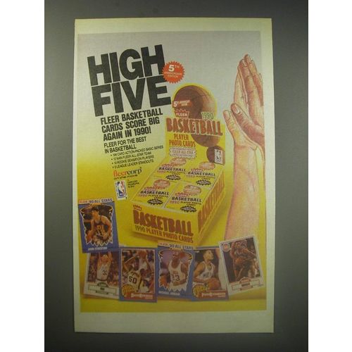 1990 Fleer Basketball Player Photo Cards Ad - High Five Fleer Basketball Cards