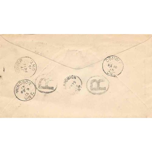 Canada Admiral REGISTERED 1915, Sandwich ONT to Comber redirected to Windsor