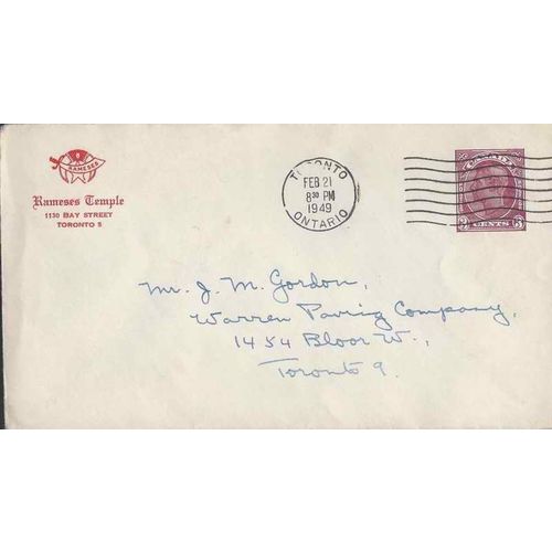 Canada #EN54 Postal Sta. USED 1949 Masonic Temple Toronto George VI