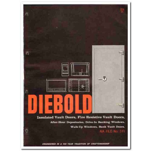 DIEBOLD INC 1964 Vault doors depositories banking vintage catalog