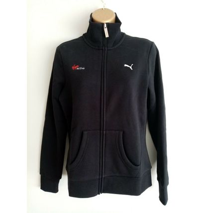 Ladies PUMA Sweat Jacket Black UK Size 12 Small EU40 Virgin active logo - New