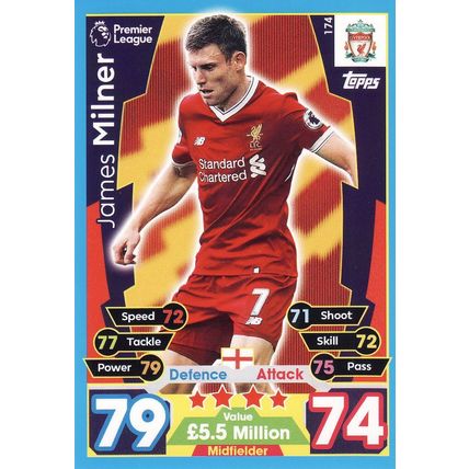 Match Attax 2017/2018 174 James Milner Liverpool