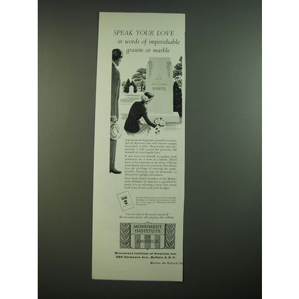 1956 Monument Institute of America Ad - Speak your Love in words