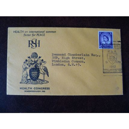 1962 GB RSH Health Congress Scarborough cover special cancel stamp Chamberlain