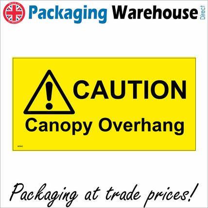 WS942 CAUTION CANOPY OVERHANG CANTILEVER SHELTER ROOF WARNING OVERHEAD SIGN