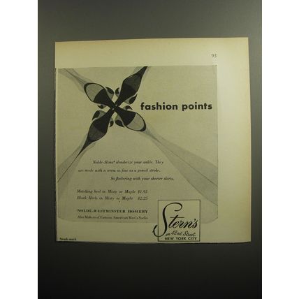 1951 Stern's Nolde-Slims Shoes Ad - Fashion points