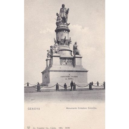 Christoforo Genova Colombo Italian Statue Antique Postcard
