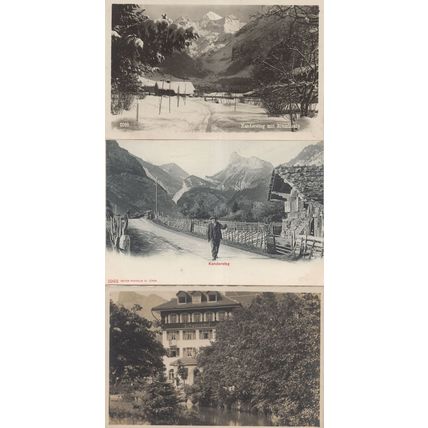 Kandersteg Switzerland & Hotel Schweizerhof 3x Antique Postcard
