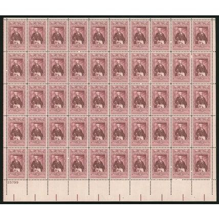 Marquis de Lafayette Sheet of Fifty 3 Cent Postage Stamps Scott 1097