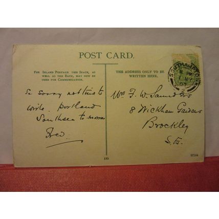 THE AVENUE, SOUTHAMPTON, HAMPSHIRE. used antique postcard 1907 pm =