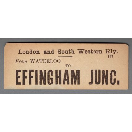 LONDON & SOUTH WESTERN RAILWAY LUGGAGE LABEL - EFFINGHAM JUNCTION from Waterloo