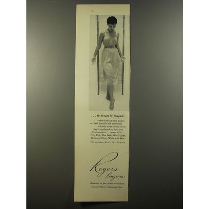 1954 Rogers Lingerie Nightdress Ad - To dream in jonquils