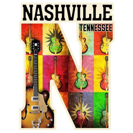 Nashville Tennessee Capital N Collage Design Fridge Magnet