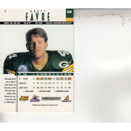 BRETT FAVRE 1997 AUTOGRAPHED GREEN BAY PACKERS MVP SUPER BOWL CHAMPION QBPLAYER