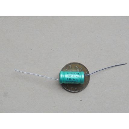Dubilier 50µF 25V Electrolytic Capacitor. New Old Stock 1960s. Valve Amplifier ?