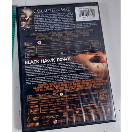 action pack caualties of war/black hawk down DVD widecreen rated R good