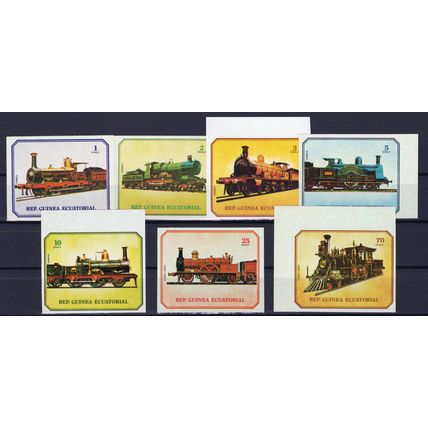 Equatorial Guinea Mi 1361-1367 MNH imperf Trains, Locomotives ZAYIX 0224M0033M