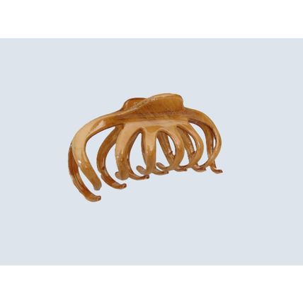 Extra large tan glossy wood effect hair claw clip for thick hair